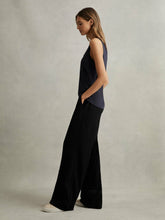 Petite Half-Elasticated Wide Leg Trousers in Black | Reiss Near Me