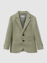 9-13 yrs Linen Single Breasted Blazer in Apple | Reiss US