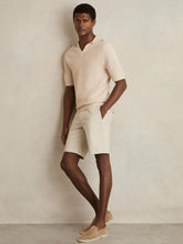 Pointelle Open-Collar Polo Shirt in Stone | Reiss USA