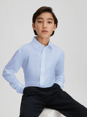 3-9 yrs Slim Fit Cotton Shirt in Soft Blue | Reiss For Sale