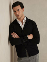 Merino Wool Button-Through Cardigan in Black | Reiss