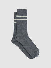Wool Blend Striped Crew Socks in Grey Melange | Reiss US