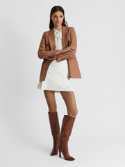 Leather Knee High Boots in Tan | Reiss US