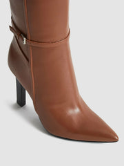 Leather Knee High Boots in Tan | Reiss US