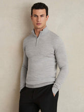 Merino Wool Half-Zip Jumper in Soft Grey Mouline | Reiss USA