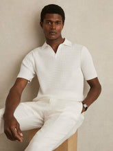 Micro-Cable Open-Collar Cotton-Blend Shirt in White | Reiss Sale