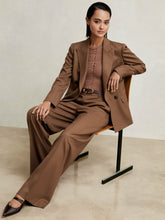 Petite Wool-Blend Wide-Leg Suit Trousers in Tan | Reiss USA
