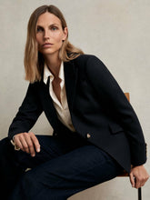 Single-Breasted Textured Blazer Wool-Blend in Navy | Reiss Near Me