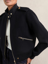 Brushed Wool Epaulette Bomber Jacket in Navy | Reiss Discount