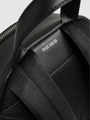 Micro-Grain Leather Backpack in Black | Reiss Sale