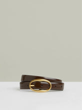 Patent Leather Oval Buckle Belt in Chocolate | Reiss US