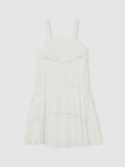 9-13 yrs SmileyWorld Broderie Logo Dress in Ivory | Reiss For Sale