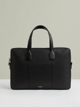 Micro-Grain Leather Briefcase in Black | Reiss Sale