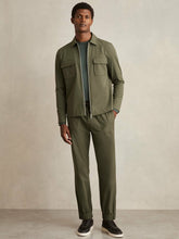 Drawstring Technical Cuffed Trousers in Green | Reiss Onsale