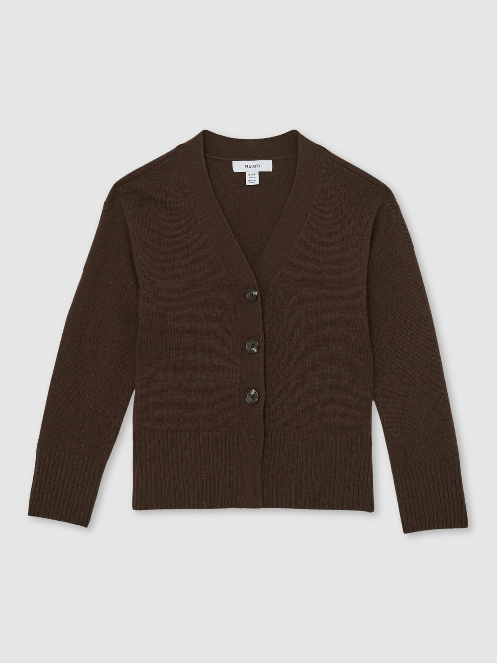 13-14 yrs Wool-Blend Fitted Cardigan With Cashmere in Brown | Reiss Sale