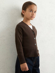 13-14 yrs Wool-Blend Fitted Cardigan With Cashmere in Brown | Reiss Sale