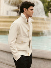 Cotton-Blend Button-Through Jacket in Light Stone | Reiss Onsale
