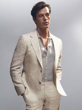 Linen-Cotton Single-Breasted Suit Blazer Slim-Fit in Stone | Reiss Discount