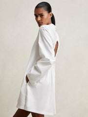 Cotton Gathered Cut-Out Shirt Dress with Stretch in Ivory | Reiss Discount