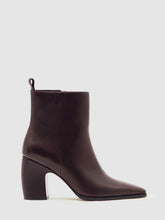Leather Blocked Heel Ankle Boots in Oxblood | Reiss For Sale
