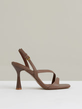Leather Cross-Strap Heeled Sandals in Neutral | Reiss For Sale