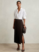 Pleated Jersey Midi Skirt in Burgundy | Reiss