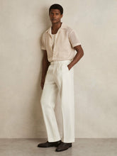 Wool-Blend Belted Pleated Trousers Regular-Fit in White | Reiss Onsale