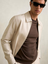 Lyocell-Cotton Zip-Through Twill Jacket in Ecru | Reiss