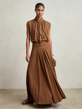 Jersey Ruched-Waist Maxi Skirt in Tan Brown | Reiss Sale