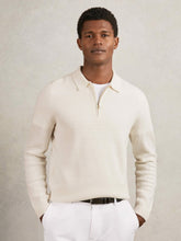 Wool Waffle-Knit Half-Zip Polo Shirt in Off White | Reiss Onsale
