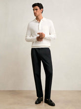 Regular Fit Herringbone Trousers With Cotton in Navy | Reiss US