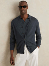 Merino Wool Button-Through Cardigan in Midnight Navy | Reiss US