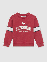 3-9 yrs Superman Cotton Logo Sweatshirt in Red | Reiss