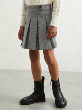 Houndstooth-Check Pleated Skirt in Black/White | Reiss Sale