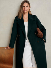 Petite Double-Breasted Blindseam Coat Wool-Blend in Green | Reiss Onsale