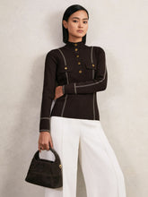 Contrast-Stitch Knit Top in Burgundy | Reiss USA