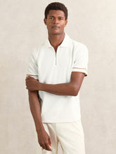 Textured Half-Zip Tipped Polo Shirt in White | Reiss For Sale