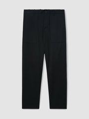 Lyocell Cotton Wide Utility Trousers in Navy | Reiss
