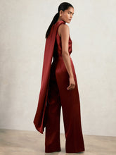 Petite Satin Cape-Sash Jumpsuit in Dark Red | Reiss Discount