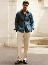 Lyocell Cotton Wide Utility Trousers in Ecru | Reiss USA