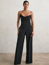 Structured Strapless Wide-Leg Jumpsuit in Black | Reiss For Sale