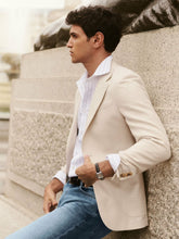 Slim Fit Single Breasted Textured Blazer with Cotton in Stone | Reiss Discount