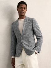 Single-Breasted Textured Mélange Blazer Slim-Fit in Navy Melange | Reiss USA