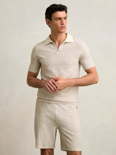 Cotton-Blend Stripe Drawstring Shorts in Ecru/Taupe Brown | Reiss Discount