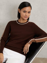 Wool-Blend Colour-Block Jumper With Cashmere in Burgundy/Tan | Reiss