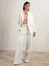 Petite Double-Breasted Twill Suit Blazer With Wool in White | Reiss Discount