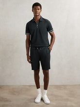 Textured Drawstring Shorts in Navy | Reiss Discount