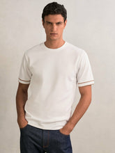 Textured Crew-Neck Tipped T-Shirt in White | Reiss USA