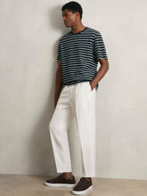 Cotton Textured Stripe T-Shirt in White/Navy | Reiss US