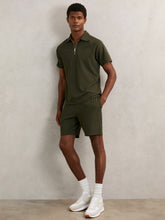 Textured Drawstring Shorts in Green | Reiss US